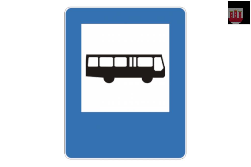 : Znak drogowy - przystanek autobusowy.